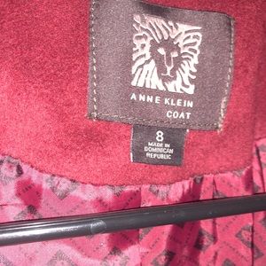 Anne Klein Womens Wool Coat Red Size 8 Like new!
